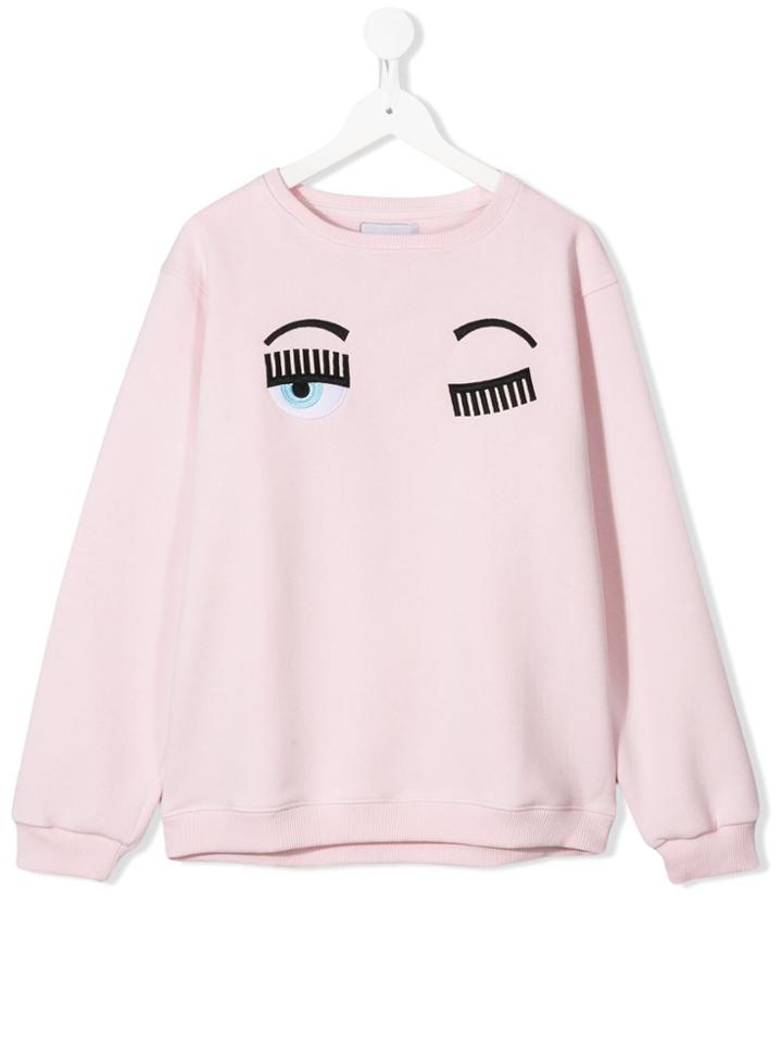 Chiara Ferragni Kids Flirting Embroidery Sweatshirt - Pink