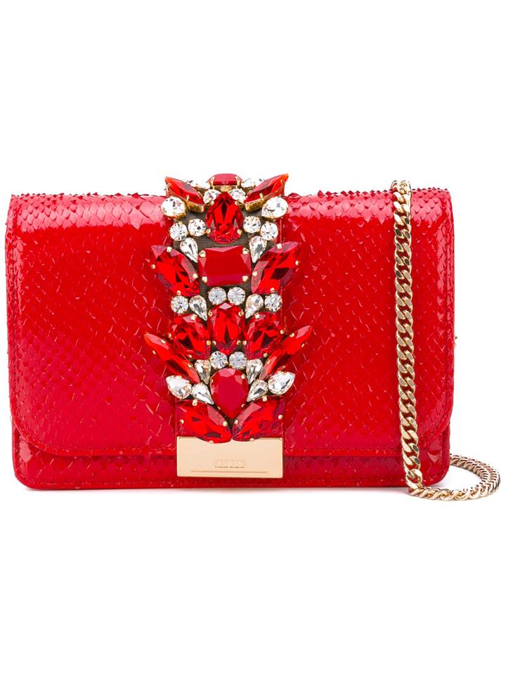 Gedebe - Cliky Shoulder Bag - Women - Calf Leather/brass/glass - One Size, Red, Calf Leather/brass/glass