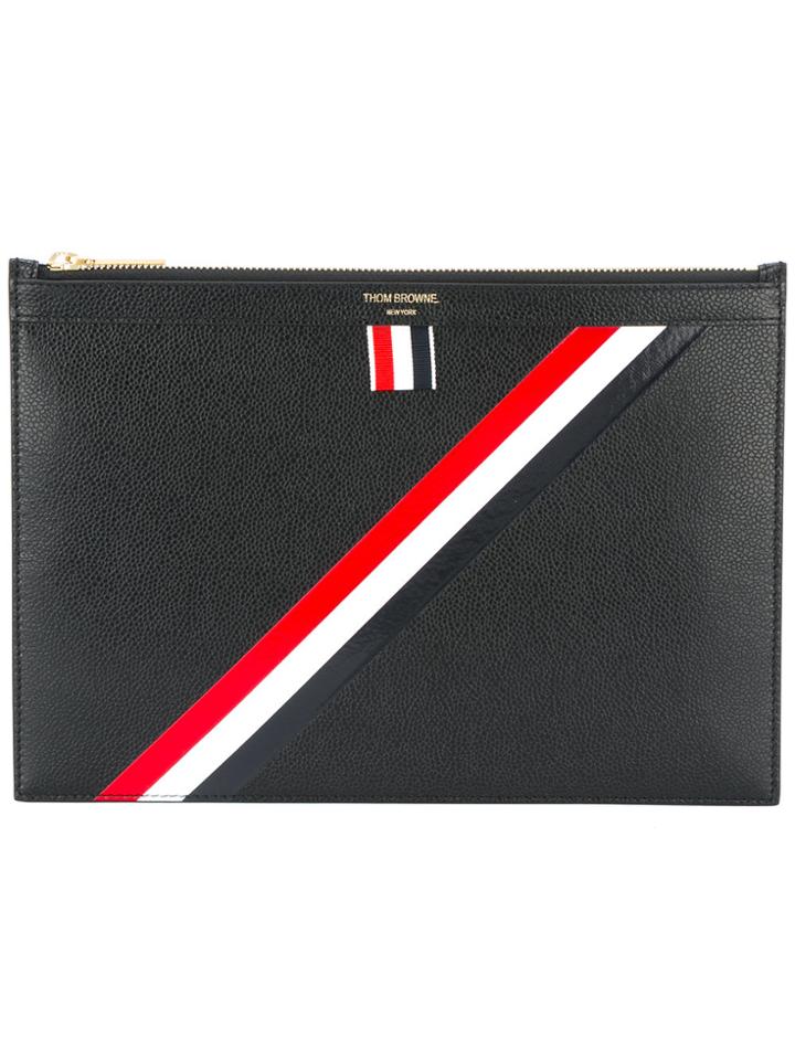 Thom Browne Striped Detail Pouch - Black