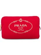 Prada Logo Print Cosmetic Pouch - Red