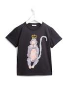 Dolce & Gabbana Kids 'speak No Evil' Monkey Print T-shirt, Boy's, Size: 12 Yrs, Black