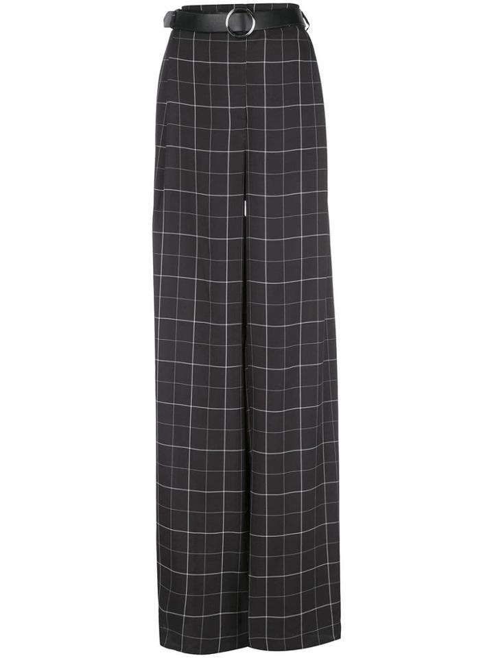 Sally Lapointe Check Print Flared Trousers - Black