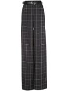 Sally Lapointe Check Print Flared Trousers - Black
