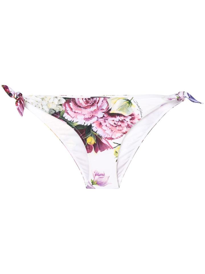 Dolce & Gabbana Floral-print Bikini Briefs - White