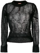 Nº21 Open Knit Feather Sweater - Black