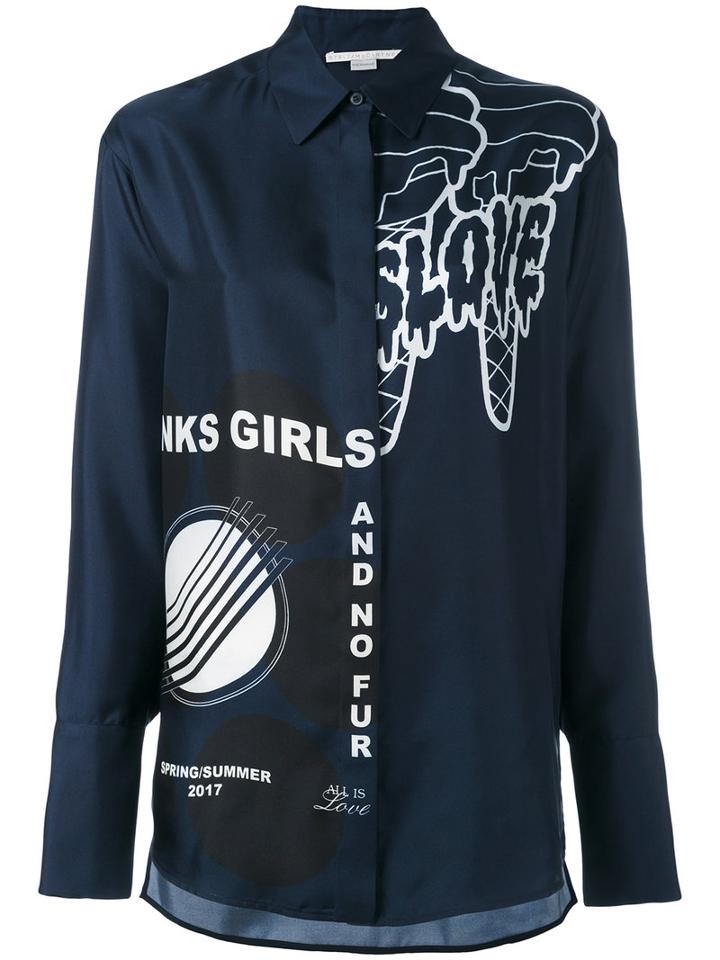 Stella Mccartney - Statement Print Shirt - Women - Silk - 40, Blue, Silk