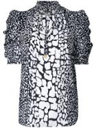 Michael Michael Kors Patterned Ruched Sleeve Blouse - White