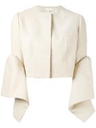 Delpozo Cropped Tulip Sleeve Jacket - Nude & Neutrals
