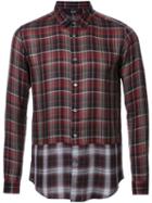 Hl Heddie Lovu Panelled Checked Shirt, Men's, Size: Medium, Red, Rayon/lyocell/wool