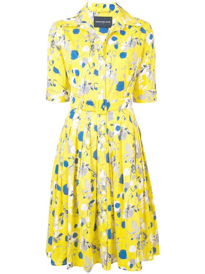 Samantha Sung Floral Printed Summer Dress - Yellow & Orange