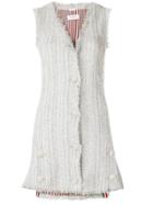 Thom Browne Frayed Tweed Mini A-line Vest Dress - Grey