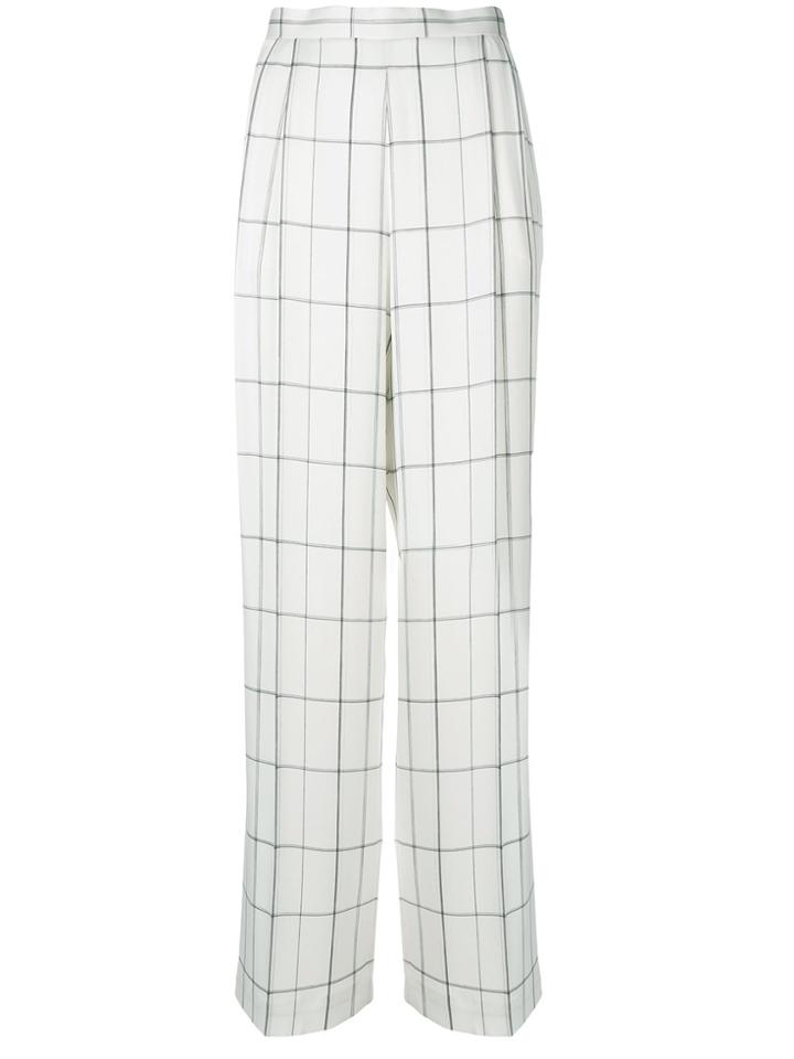 The Row Wendel Check Palazzo Pants - White