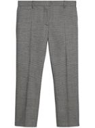 Burberry Houndstooth Check Wool Cropped Tailored Trousers - Black