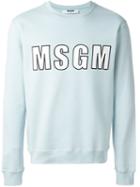Msgm Logo Patch Sweatshirt, Men's, Size: M, Blue, Cotton