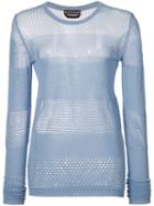 Rochas - Panelled Knit Top - Women - Cotton - 40, Blue, Cotton