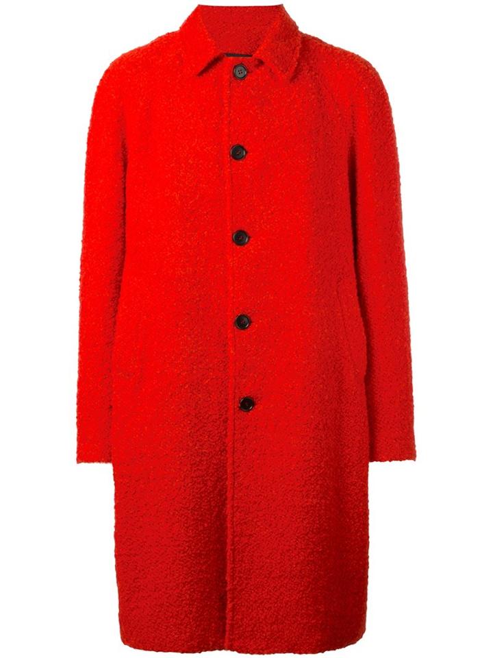 Msgm Single Breasted Coat, Men's, Size: 50, Red, Acrylic/polyester/wool