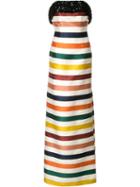 Carolina Herrera Striped Strapless Gown, Women's, Size: 4, Black, Silk/cotton