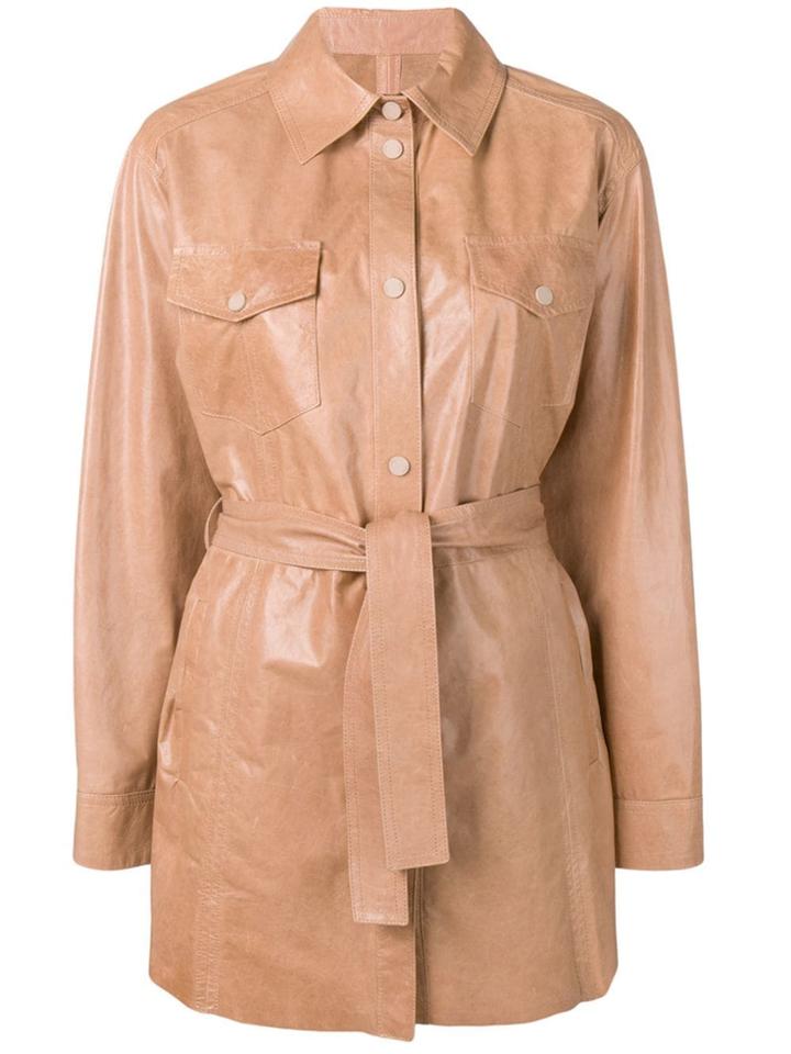 Drome Classic Leather Coat - Neutrals