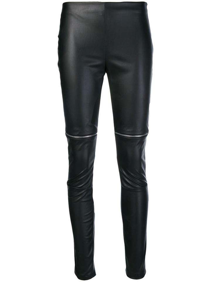 Amen Zipped Faux Leather Leggings - Black