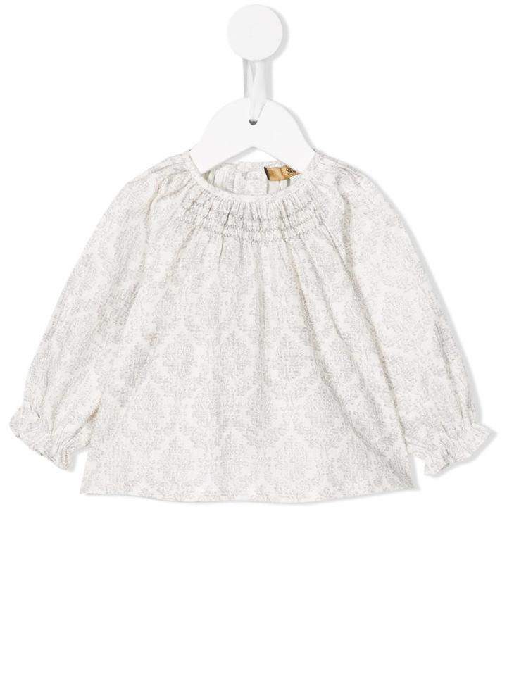 Gold - Baroque Print Blouse - Kids - Cotton - 36 Mth, Grey