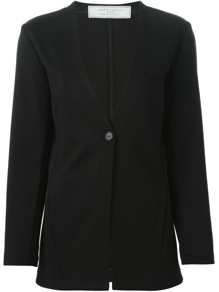 Société Anonyme Collarless Blazer, Women's, Size: L, Black, Nylon/spandex/elastane/viscose