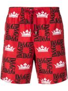 Dolce & Gabbana All Over Logo Swim Shorts - Red