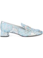 Prada Crystal Lurex Loafers - Blue
