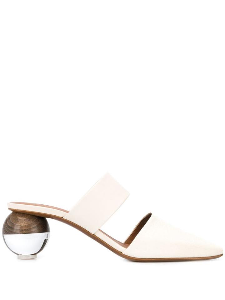 Neous Ball Heel Mule Pumps - White