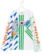 Kenzo Kids Geometric And Logo Print T-shirt - White