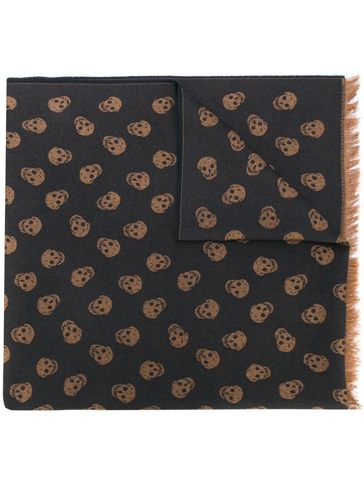 Skull Scarf - Men - Wool/silk - One Size, Brown, Wool/silk, Alexander Mcqueen