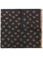 Skull Scarf - Men - Wool/silk - One Size, Brown, Wool/silk, Alexander Mcqueen