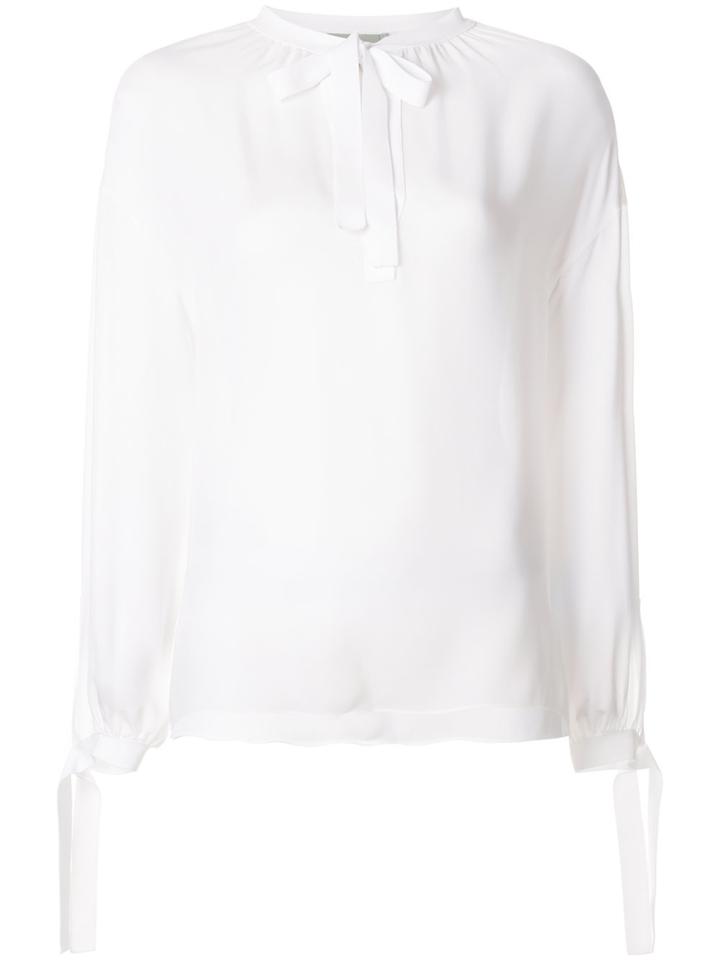 Vince Tie Front Poet Blouse - White
