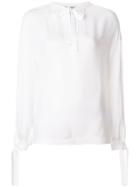 Vince Tie Front Poet Blouse - White