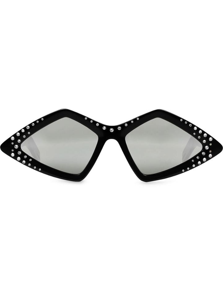 Gucci Eyewear Diamond-frame Sunglasses With Crystals - Black