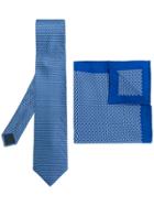 Lanvin Geometric Print Tie And Pocket Square Set - Blue