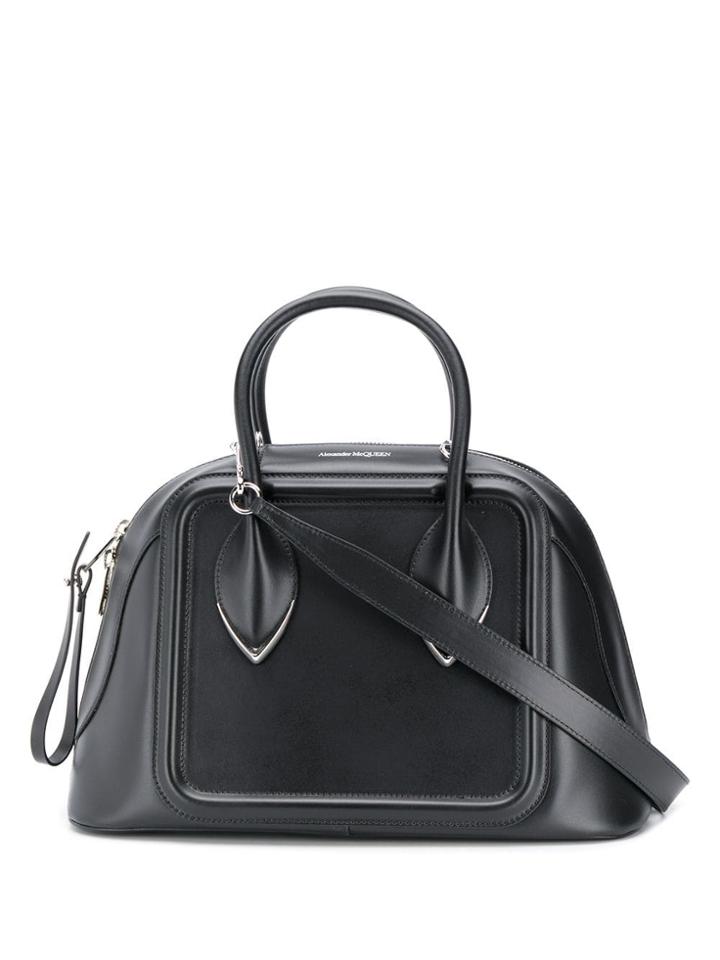 Alexander Mcqueen Round Top Tote - Black