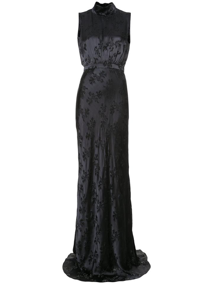 Saloni Floral Pattern Nigh Neck Gown - Black