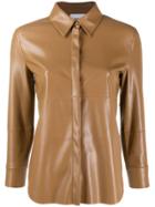 Nanushka Leather Effect Shirt - Brown