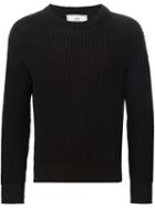 Ami Alexandre Mattiussi Ribbed Knit Sweater, Men's, Size: Large, Black, Cotton