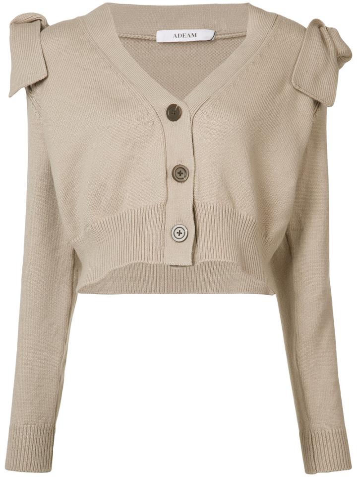 Adeam Cropped Cardigan, Women's, Size: Small, Nude/neutrals, Cotton/polyester