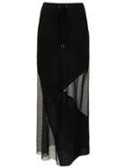 Mara Mac Long Silk Skirt - Black