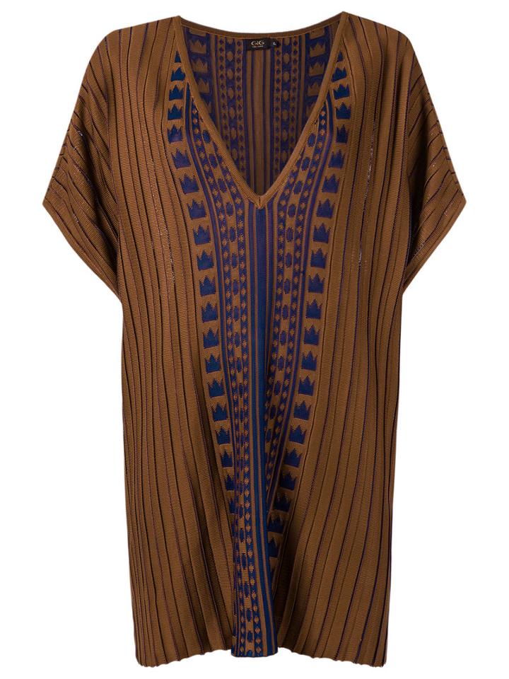 Gig - Pattern Knit Blouse - Women - Polyimide - Pp, Women's, Brown, Polyimide