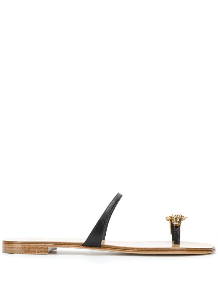 Giuseppe Zanotti Ring Alligator Sandals - Black
