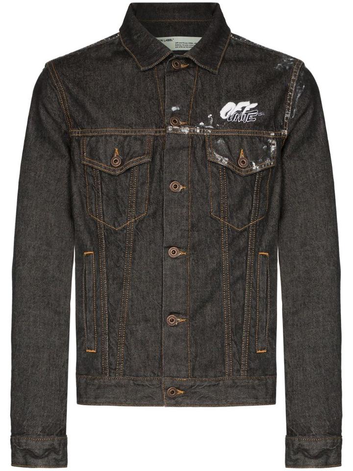 Off-white Arrow Logo Denim Jacket - Black