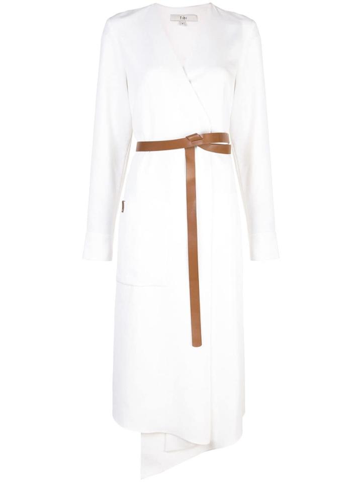 Tibi Midi Wrap Dress - White