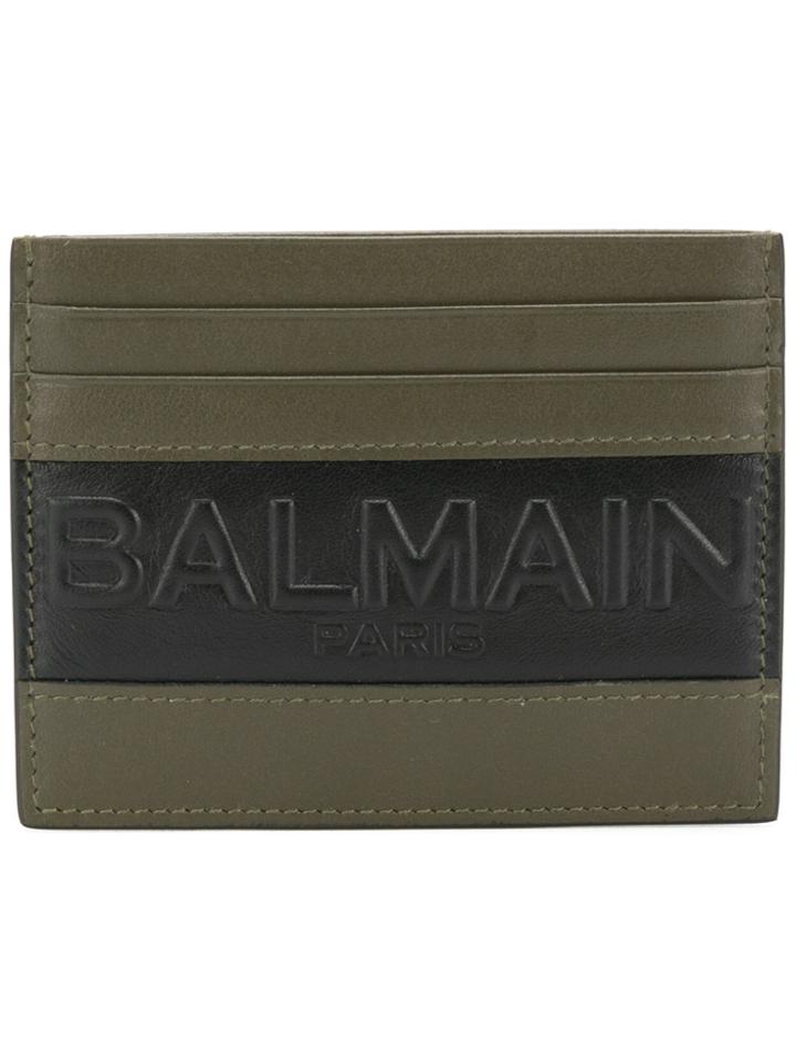 Balmain Striped Logo Cardholder - Green