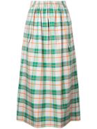Tibi Hani Plaid Smocked Skirt - Green