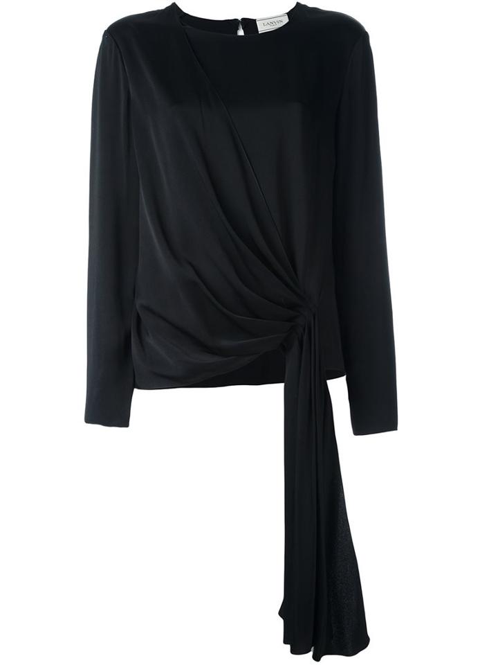 Lanvin Gathered Front Blouse, Women's, Size: 36, Black, Acetate/viscose