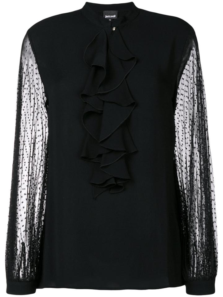 Just Cavalli Sheer Sleeves Shirt - Black