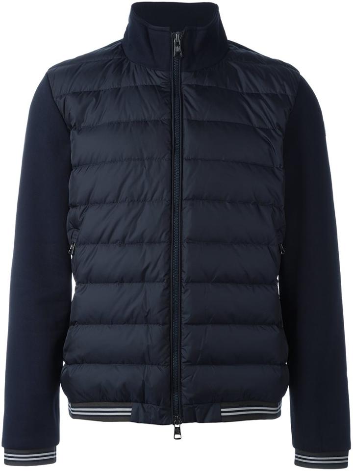 Moncler Padded Front Knitted Jacket, Men's, Size: Large, Blue, Cotton/polyamide